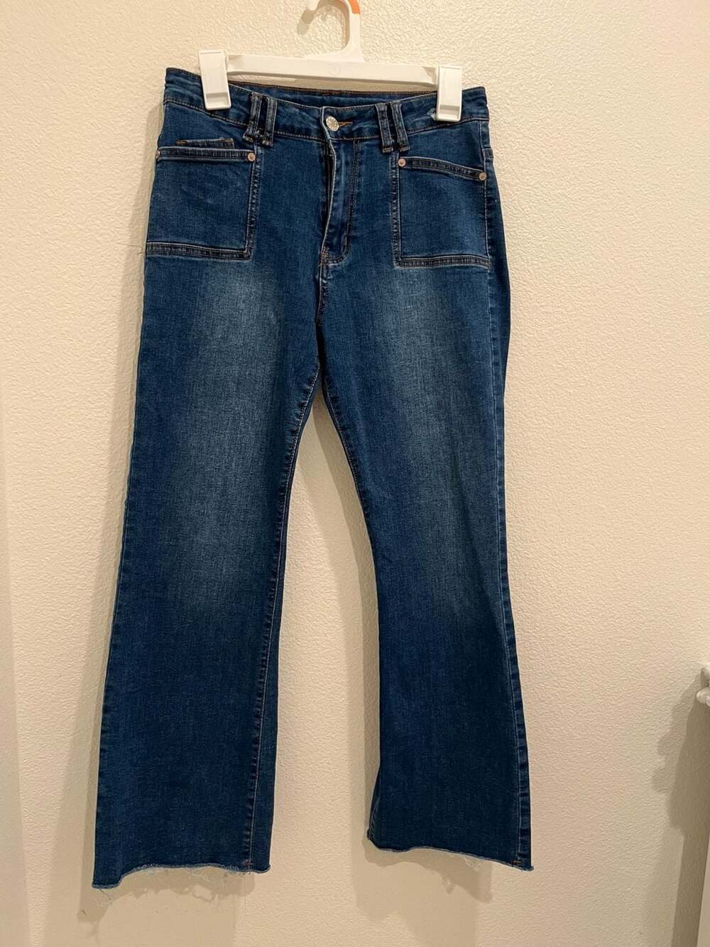 KUNMI Women's High Waisted Wide Leg Flare Jeans with Front Pockets